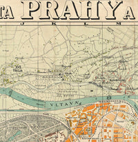 Old Map of Prague 1900  Czech Republic  | Vintage Poster Wall Art Print |