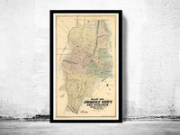 Old Map of Jersey City and Hoboken , Hudson County 1882  | Vintage Poster Wall Art Print |