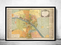 Old Map of Paris (VERY LARGE MAP) France 1904  | Vintage Poster Wall Art Print |