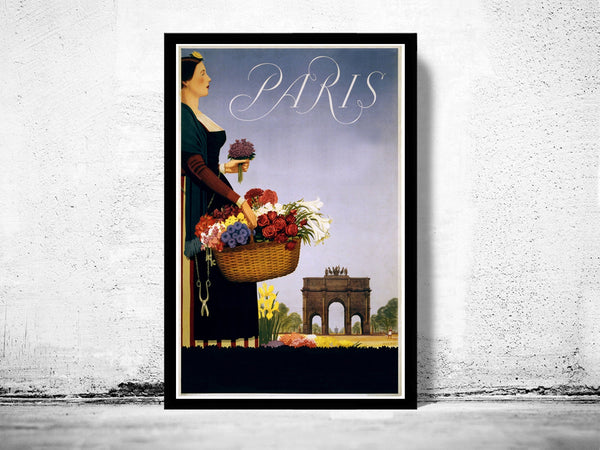 Vintage Poster of Paris France  1950 Tourism poster travel
