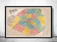 Old Map of Paris 1867 France Vintage Paris Plan  | Vintage Poster Wall Art Print |