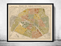 Old Map of Paris 1879 France Vintage Map of Paris  | Vintage Poster Wall Art Print |