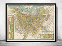 Old Map of Amsterdam Netherlands 1882 Antique Vintage Map  | Vintage Poster Wall Art Print |