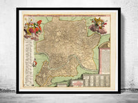 Vintage Map of Rome Roma, Italia 1715 Antique map of Rome  | Vintage Poster Wall Art Print |