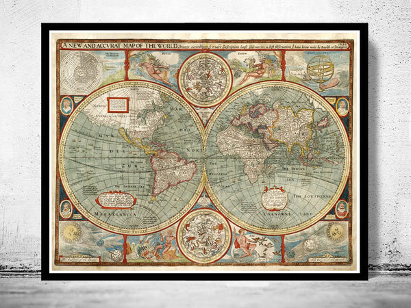 Old Map of The World  1627 Antique map  | Vintage Poster Wall Art Print | Vintage World Map