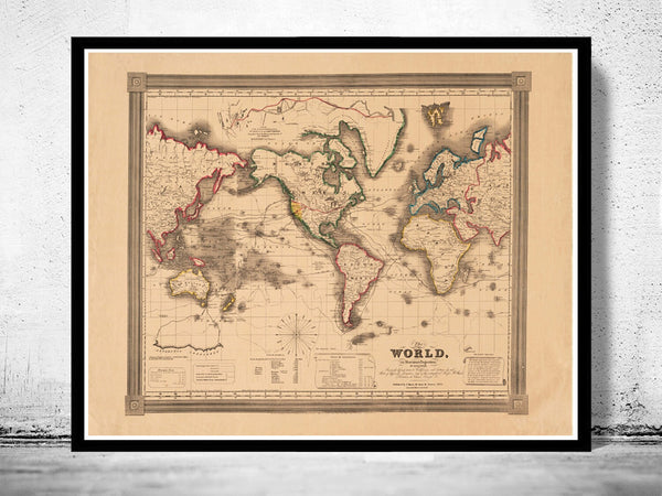 Old World Map Atlas Vintage World Map 1850 Mercator projection  | Vintage Poster Wall Art Print | Vintage World Map