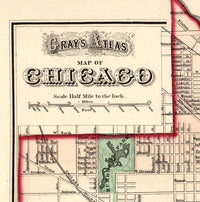 Old Map of Chicago 1874 Vintage Map | Vintage Poster Wall Art Print |