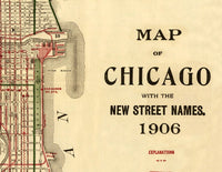 Old vintage map of Chicago 1906  | Vintage Poster Wall Art Print |