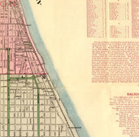 Old vintage map of Chicago 1886  | Vintage Poster Wall Art Print |