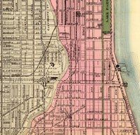 Old vintage map of Chicago 1886  | Vintage Poster Wall Art Print |