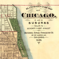 Old vintage map of Chicago 1886  | Vintage Poster Wall Art Print |