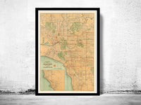 Old Map of Melbourne City 1913 Australia  | Vintage Poster Wall Art Print |