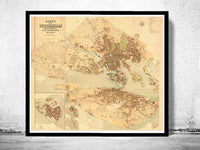 Old Map of Stockholm Lundgren, Sweden 1885 Antique Vintage  | Vintage Poster Wall Art Print |