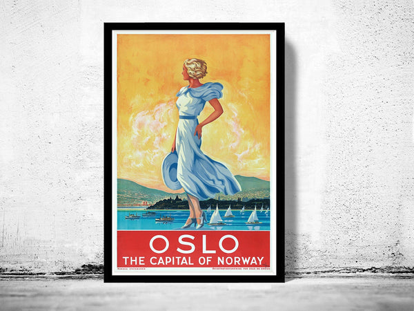 Vintage Poster of  Oslo Norway 1930 Tourism poster travel  | Vintage Poster Wall Art Print |