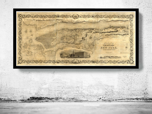 Old Map of New York, 1836 Manhattan  | Vintage Poster Wall Art Print |