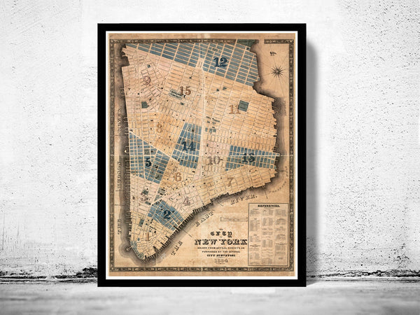 Old Map of New York Vintage Map 1834 Manhattan  | Vintage Poster Wall Art Print |