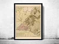 Old Map of ancient New York and Manhattan, 1775  | Vintage Poster Wall Art Print |