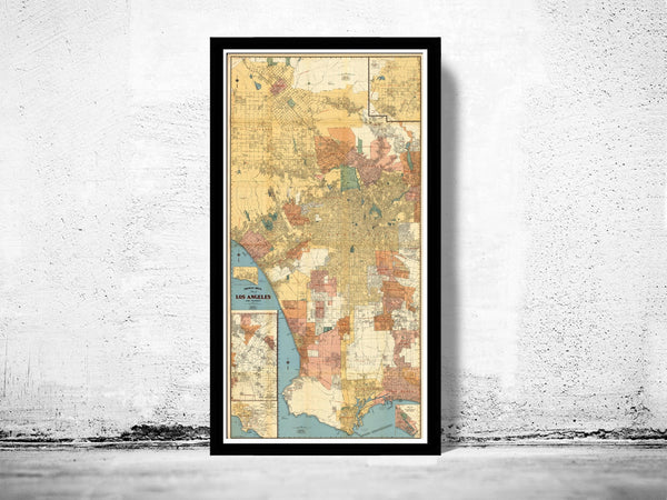 Old Map of Los Angeles  | Vintage Poster Wall Art Print |