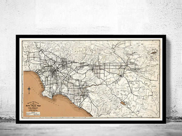 Old Map of Los Angeles 1926 Vintage Map  | Vintage Poster Wall Art Print |