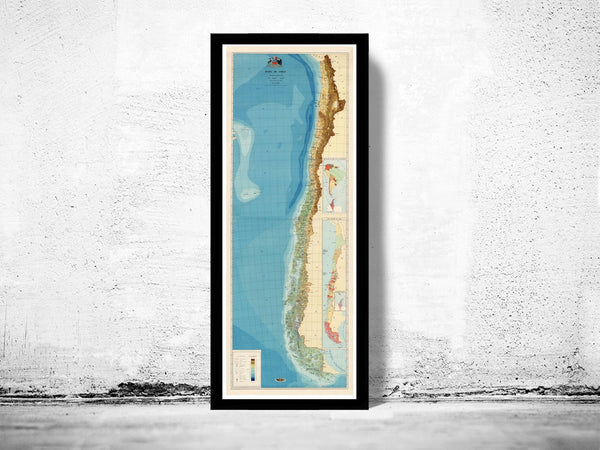 Old Map of Chile  | Vintage Poster Wall Art Print |