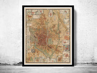 Old Map of Madrid 1902 , Spain Espana antique map  | Vintage Poster Wall Art Print |