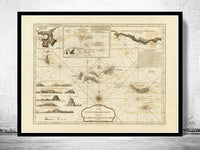 Old Map of Açores Azores Islands 1787,  Portuguese map  | Vintage Poster Wall Art Print |
