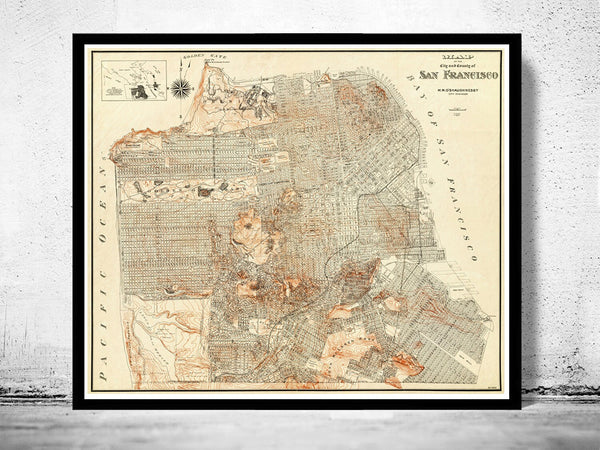 Old Map of San Francisco 1929 Vintage Map | Vintage Poster Wall Art Print |