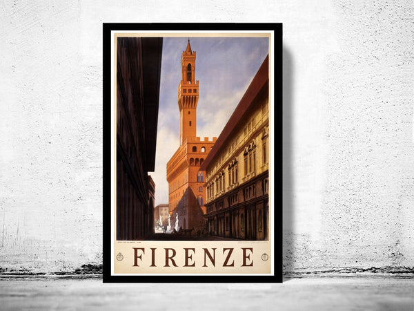 Vintage Poster of Florence Firenze Italy Italia  1938 Tourism poster travel  | Vintage Poster Wall Art Print |