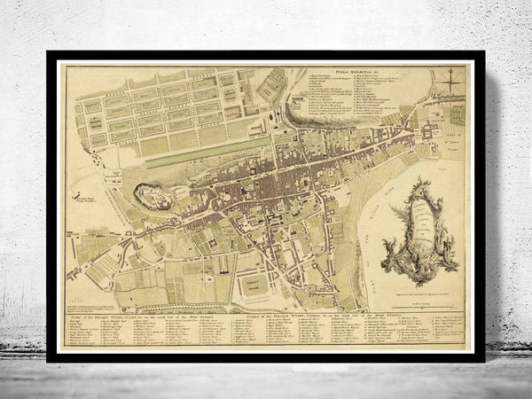 Old Map of Edinburgh, Scotland United Kingdom 1773  | Vintage Poster Wall Art Print |