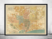 Vintage Map of Barcelona Spain  | Vintage Poster Wall Art Print |