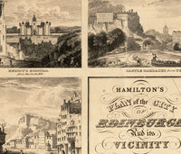 Old Map of Edinburgh 1827 Edinbourg with gravures, Scotland  | Vintage Poster Wall Art Print |