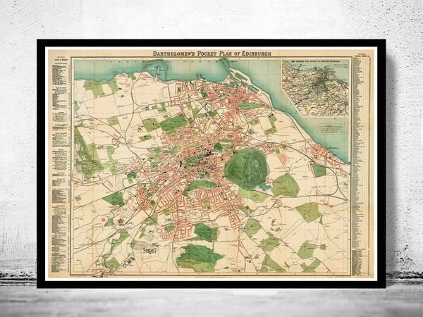 Old Map of Edinburgh 1901 Scotland Vintage Map | Vintage Poster Wall Art Print |