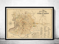 Old Map of Caracas Venezuela 1889  | Vintage Poster Wall Art Print |