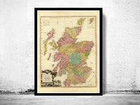 Old Map of Scotland 1778 Vintage Look  | Vintage Poster Wall Art Print |