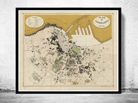 Old Map of Casablanca Morocco 1920  Vintage Map  | Vintage Poster Wall Art Print |