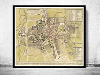 Old Map of Oxford 1733 England Vintage Map of Oxford  | Vintage Poster Wall Art Print |