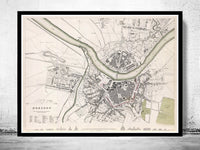 Old Map of Dresden Germany 1833 Vintage Map | Vintage Poster Wall Art Print |