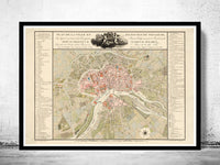 Old Map of Toulouse  France 1850 Vintage Map | Vintage Poster Wall Art Print |