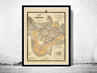 Vintage Map of Pamplona, Spain 1882  | Vintage Poster Wall Art Print |