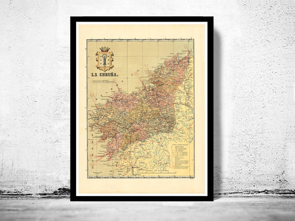 Old Map of Coruña Galicia Corunya 1900 Spain Vintage Map | Vintage Poster Wall Art Print |