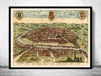 Old Map of Seville Sevilla, Spain 1590 Vintage Map of Sevilha | Vintage Poster Wall Art Print |