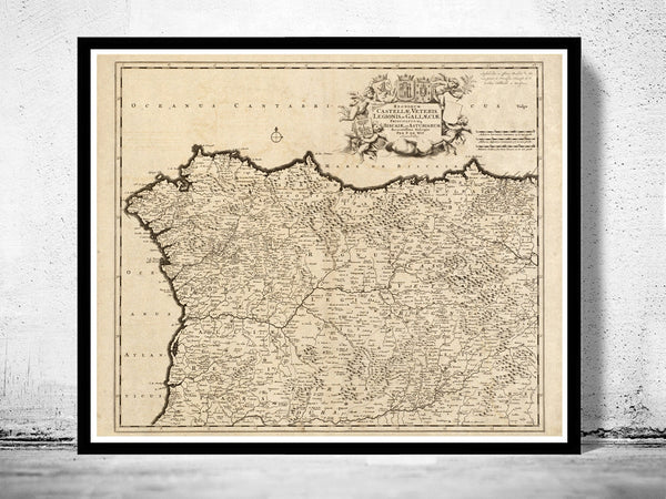 Old Map of Galicia Coruña Corunya 1780 Spain  | Vintage Poster Wall Art Print |