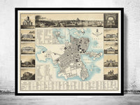 Old map of Helsinki 1860 Helsingfors Finland Vintage Map of Helsinki | Vintage Poster Wall Art Print |