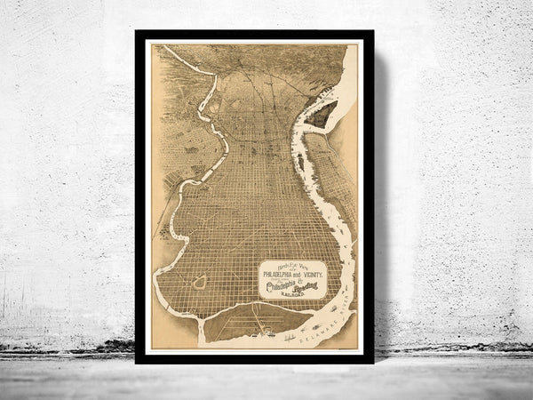 Old Map of Philadelphia 1870 Vintage Map Wall Map