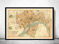 Old Map of Richmond Virginia 1876  | Vintage Poster Wall Art Print |