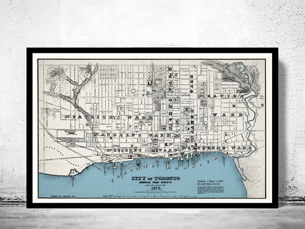 Old Map of Toronto Ontario Canada 1873 Vintage map Toronto | Vintage Poster Wall Art Print |