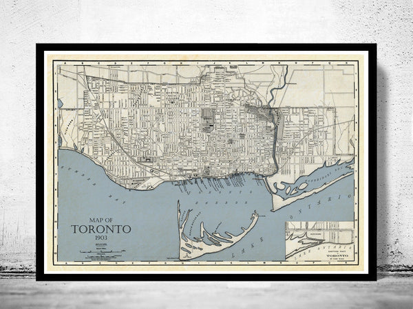 Old Map of Toronto, Ontario Canada 1903 Vintage map Toronto  | Vintage Poster Wall Art Print |