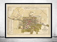 Old Map of Upsala Uppsala Sweden 1882 Vintage Map | Vintage Poster Wall Art Print |