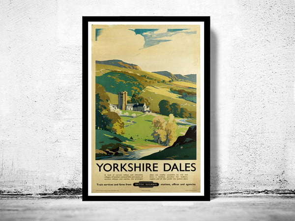 Vintage Poster of Yorkshire Dales England  1920 Tourism poster travel  | Vintage Poster Wall Art Print |