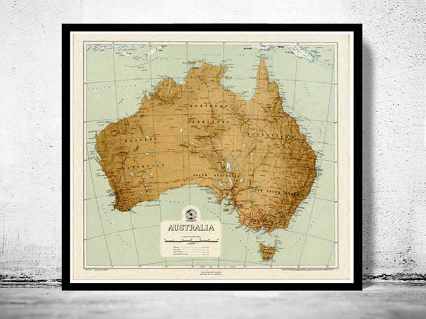 Old Map of Australia 1952 Vintage Map | Vintage Poster Wall Art Print |